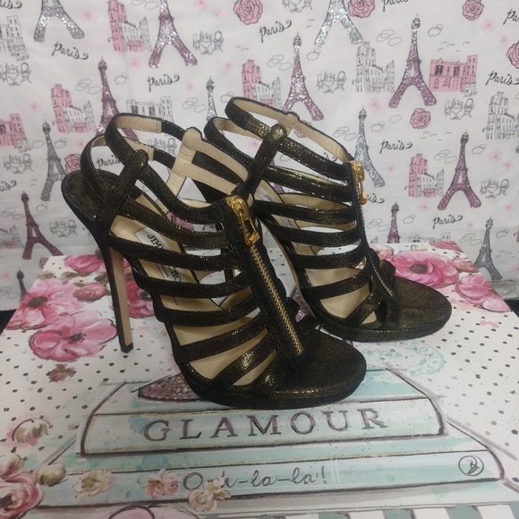 Jimmy Choo - Black/Bronze Metallic Glenys Shoes - Picture 4 of 8